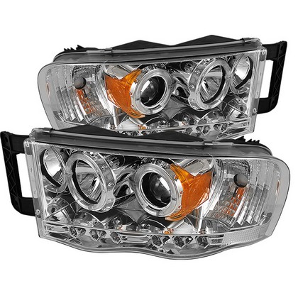 Spyder LED Projector Chrome Headlights 02-05 Dodge Ram - Click Image to Close